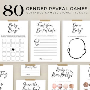 Minimalist Gender Reveal Games Bundle, Editable Modern Gender Reveal Game Pack, Gender Neutral Simple Gender Reveal Games Trivia, MGR001
