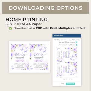EDITABLE Butterfly Birthday Invitation, Kids Magical Garden Invite Template, Floral Lilac Purple and Gold Girl Party, Instant Download KP060 image 4