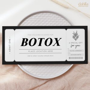 Sjabloon botox-coupon, bewerkbare botox-cadeaubon, cadeaubon botox-ticket, Surprise Med Spa injecteerbare afdrukbare, filler-cadeaubon