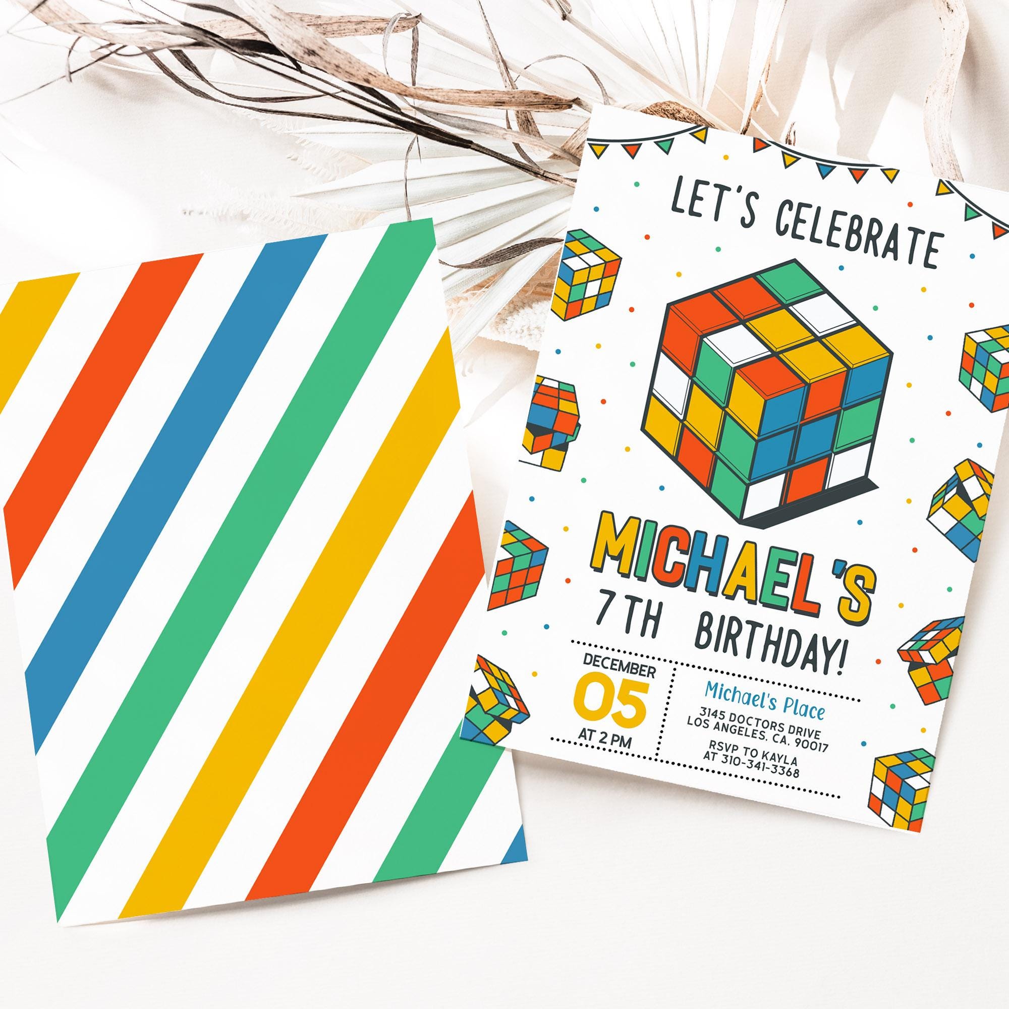 Cubbies Invite EDITABLE Puzzle Cube Party Invitation, Kids Game Birthday Invite, Game ...