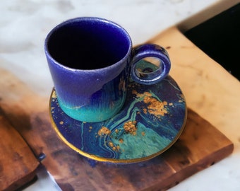Handmade Ceramic Espresso Cup Set: Italian Style Coffee Gift (75ml)