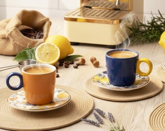 Juego de tazas de espresso de cerámica hechas a mano: un regalo único para los amantes del café, tazas de espresso italianas