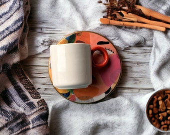 Handmade Ceramic Espresso Cups Set With Saucer 2.5oz, Pottery Tea Cups Set, Unique Handmade Coffee Cup, Coffee Gifts For Espresso Lover