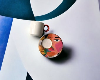 Juego de tazas de café espresso de cerámica hechas a mano: tazas de café italianas, artículos únicos para beber