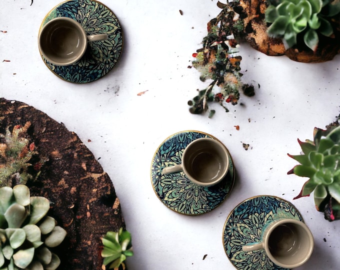 Set of 4 Wheelthrown Pottery Espresso Cups in a Variety of Shapes