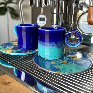 Türkische Kaffeetassen, Espressotassen Set 2,50 Unzen, Keramikkaffeetasse für Kaffeeliebhaber, Einweihungsgeschenk, Keramikgeschenk, handgefertigtes Trinkgeschirr