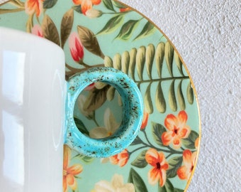 Handmade Ceramic Espresso Cup Set: Floral Italian Coffee Cups