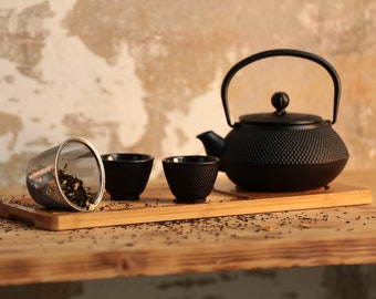 Japanese Tea Set, Traditional Asian Kettle Tea Maker, Tea Making Set, Cast Iron Teapot Set, Gift for New Home, Unique Gift for Mom