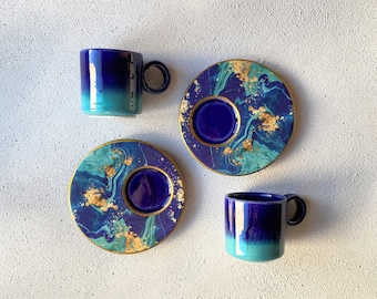 Espresso Cups Set 2.50oz, Ceramic Coffee Cup for Coffee Lovers, Ceramic Gift for Home Decor, Mothers Day Gift, Housewarming Gift