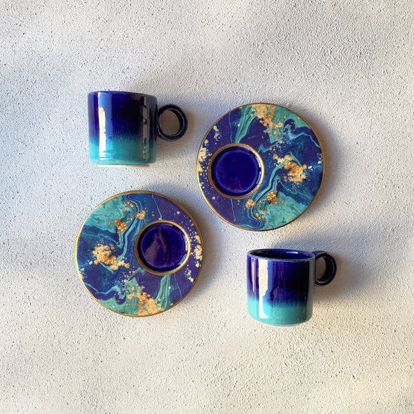 Espresso Cups Set 2.50oz, Ceramic Coffee Cup for Coffee Lovers, Ceramic Gift for Home Decor, Mothers Day Gift, Housewarming Gift