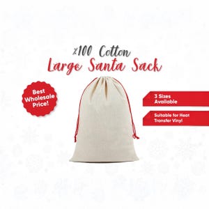 Blank Extra Large Santa Sack, Christmas Stocking, Wholesale Santa Christmas Gift Bags 20" x 27" Personalized Santa Christmas Sack, Bulk Sale