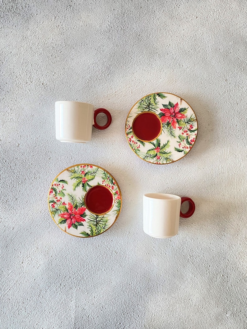Turkish Coffee Gift Box Turkish Coffee Set with Traditional Grinder Turkish Coffee Pot Greek Coffee Set, Valentines Day Gift for Him Red Cherry 2 Cups