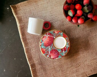 Ceramic Coffee Cup for Coffee Lovers, Espresso Cups Set 2.50oz, Birthflower Gifts, Sister Gift, Espressotassen, Birthday Gifts