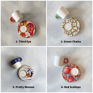 Juego de tazas de cerámica para espresso de 2.5 oz, regalo para mamá, regalo para amantes del café, regalo único para mamá. imagen 3