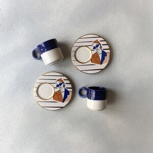 Espresso Cups Set 2.50oz, Wedding and Engagement Gift, Ceramic Coffee Cup for Coffee Lovers Housewarming Gift, Handmade Home Decor Gift