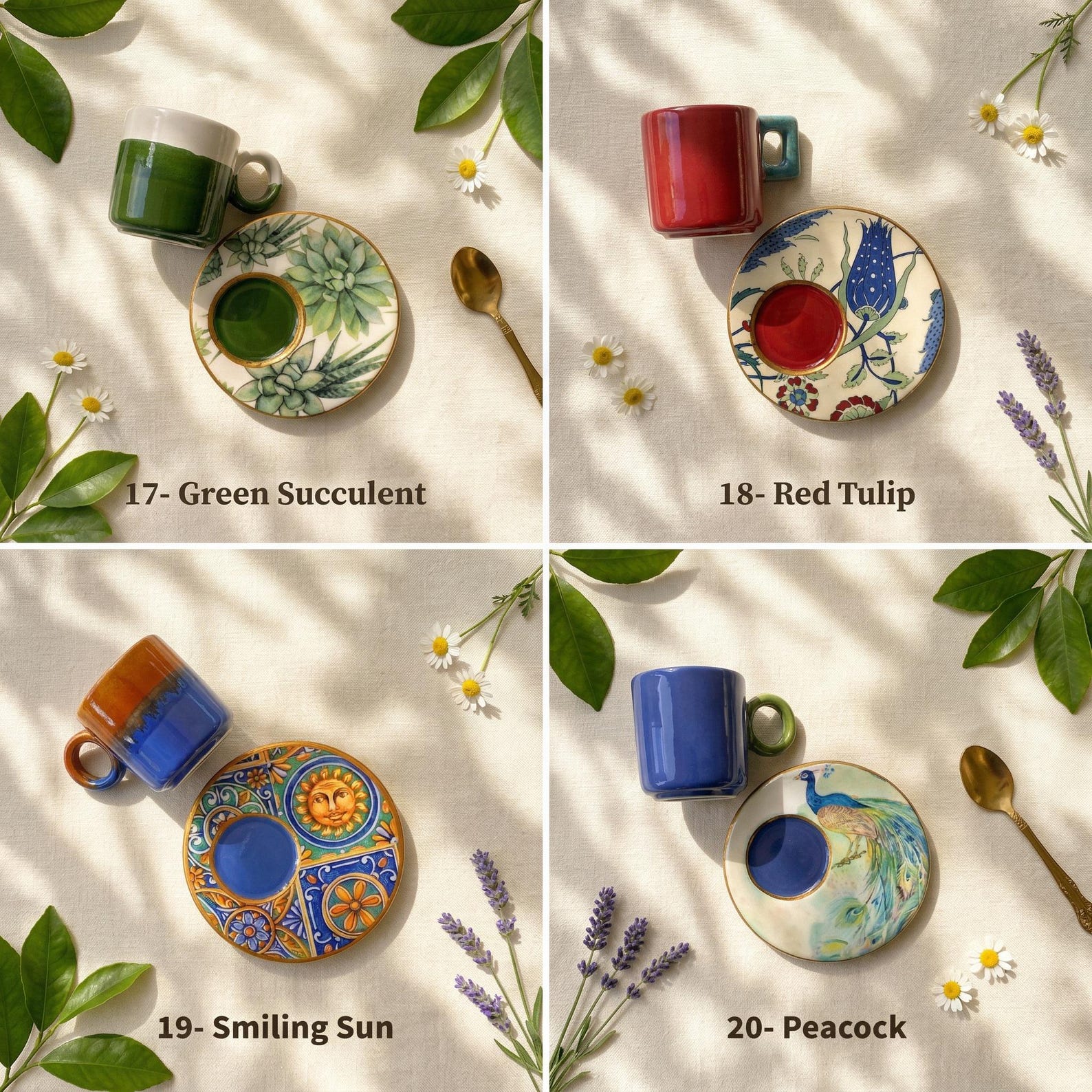 Handmade Ceramic Espresso Cup Set - 20- Peacock, Set of 1