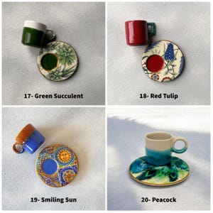 Juego de tazas de cerámica para espresso de 2.5 oz, regalo para mamá, regalo para amantes del café, regalo único para mamá. imagen 7