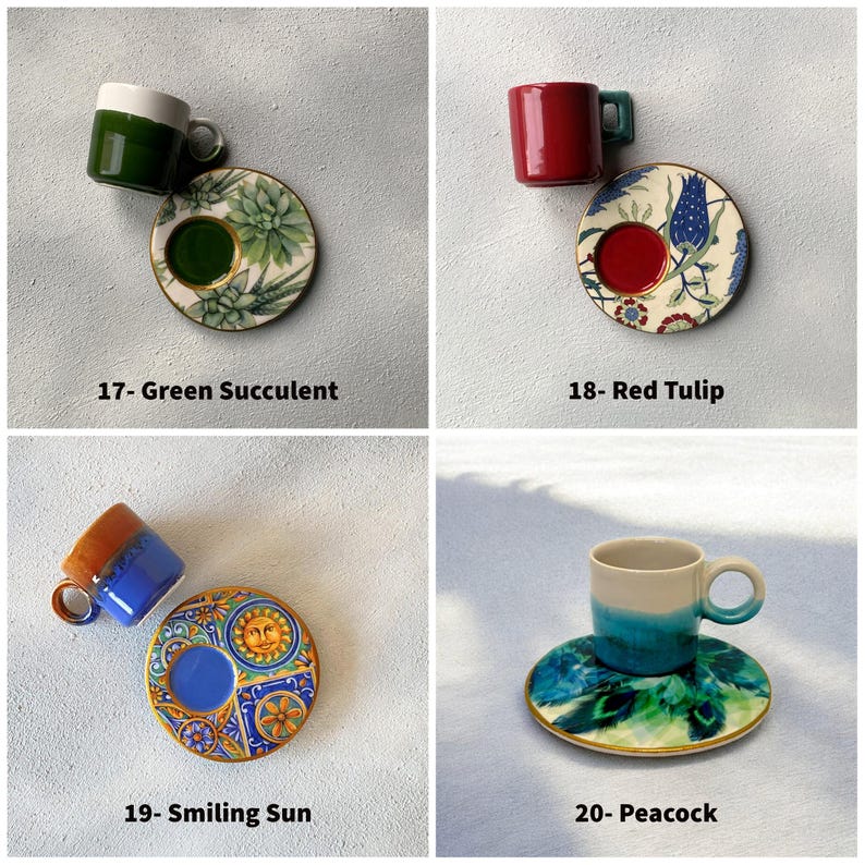 Juego de tazas de cerámica para espresso de 2.5 oz, regalo para mamá, regalo para amantes del café, regalo único para mamá. imagen 7