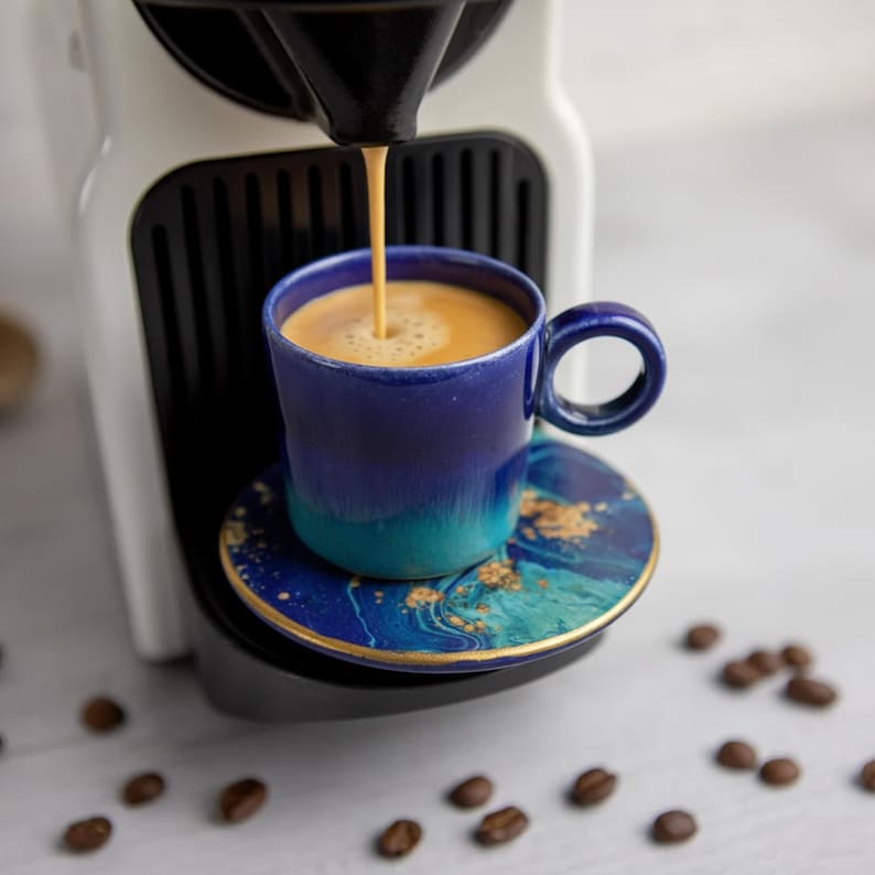 Espresso Cups Set 2.50oz, Ceramic Coffee Cup for Coffee Lovers, Handmade Italian Style Espresso Set, Unique Gift for Dad image 11