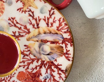 Juego de tazas de espresso de cerámica hechas a mano: diseño costero, estilo italiano
