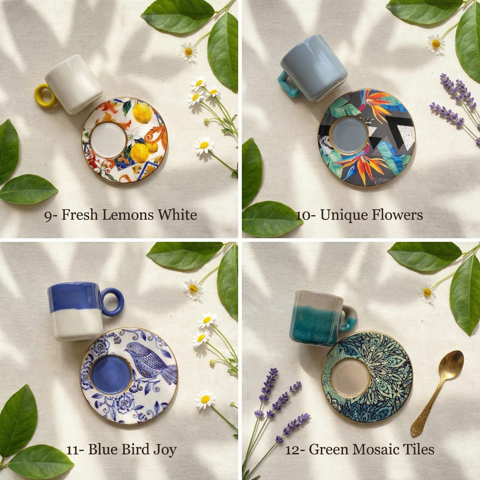 Handmade Ceramic Espresso Cup - 11- Blue Bird Joy, Set of 1