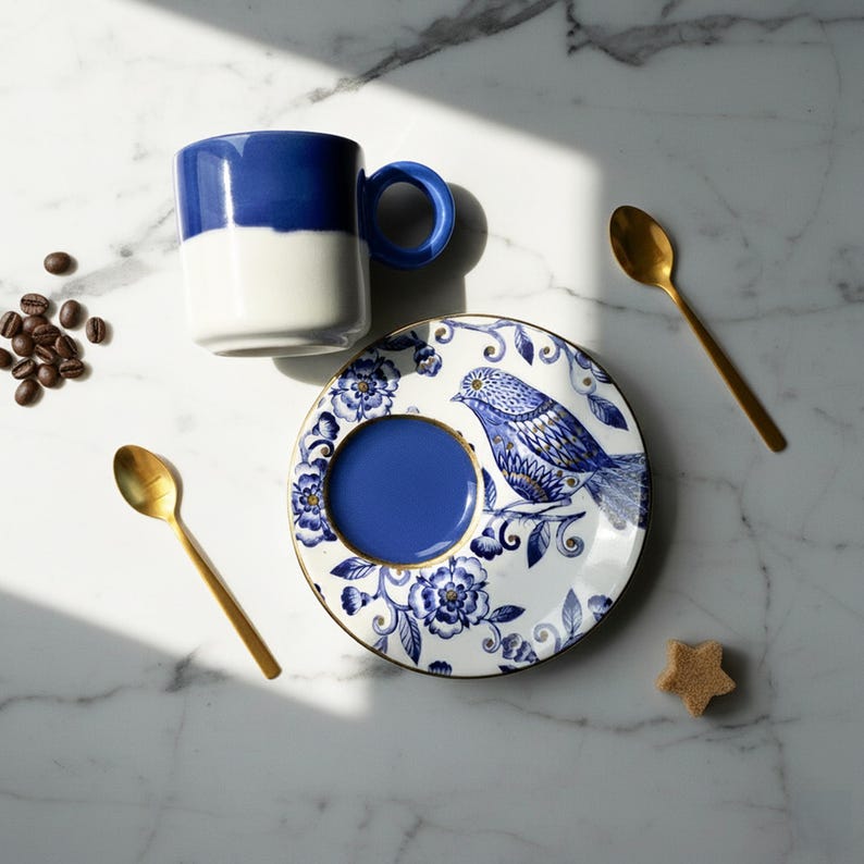 Espresso Cups Set 2.50oz, Ceramic Coffee Cup for Coffee Lovers, Handmade Italian Style Espresso Set, Unique Gift for Dad image 13