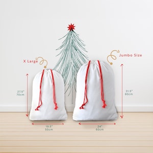 Santa Sack, Christmas Sack, Multiple Sizes, Blank Extra Large Santa Bag, Blank Cotton Santa Sack, Bulk Santa Sack, Bulk Christmas Stocking