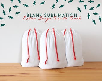 Extra Large Cotton Santa Sack – Blank Christmas Gift Bag for Personalization, Reusable Drawstring Holiday Sack