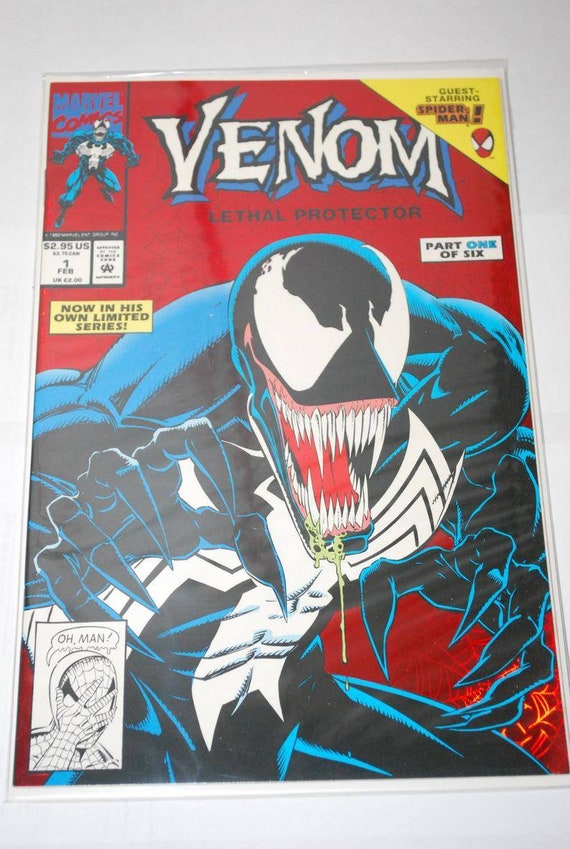 ヴェノム　ポスター　ヴィンテージ オリジナルの 1993 年 Venom Lethal Protector 第 1 号、赤い