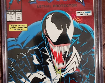オリジナルの 1993 年 Venom Lethal Protector 第 1 号、赤い箔押しの