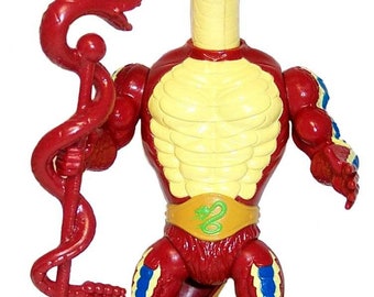 Vintage 1986 He-Man Rattlor Collectable Action Figure: 100% Complete Working Figure with Staff!