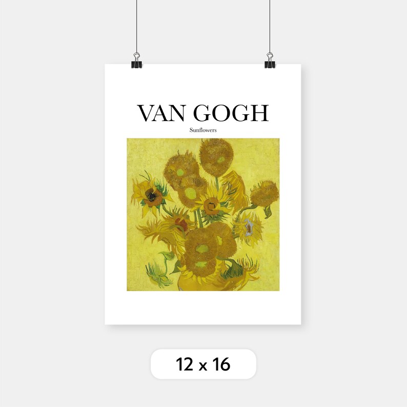 Vincent Van Gogh Sunflowers Poster Art Wall Art Artist Artwork Paint Painting Painter Print Name Famous Flower