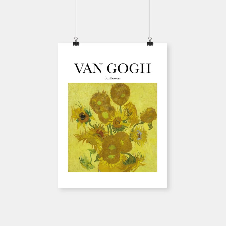 Vincent Van Gogh Sunflowers Poster Art Wall Art Artist Artwork Paint Painting Painter Print Name Famous Flower
