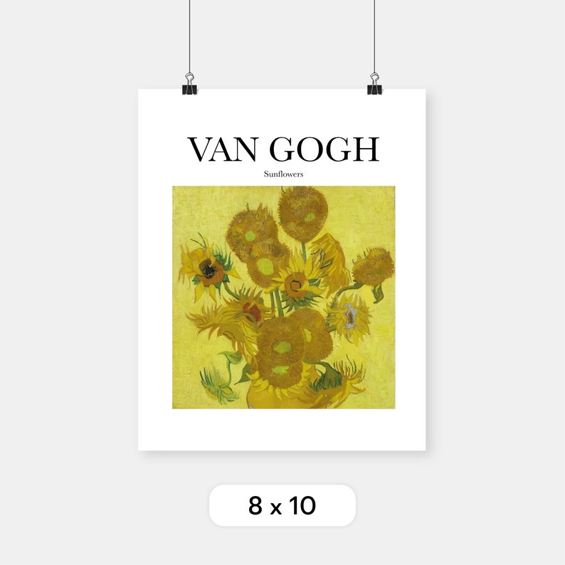 Vincent Van Gogh Sunflowers Poster Art Wall Art Artist Artwork Paint Painting Painter Print Name Famous Flower