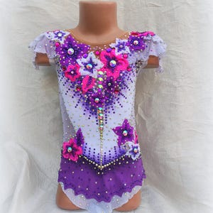 Leotard for Rhythmic gymnastics, purple leotard for girls, costume for competition of gymnastics, cheerleading, dance, figure skating dress