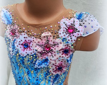Rhythmic gymnastics leotard for girls, costume for competition and dance performance, figure skating dress, leotards to order with flowers