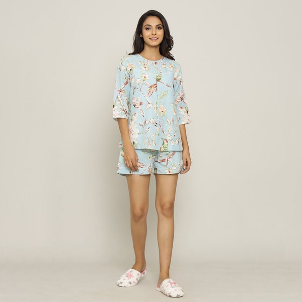 Women's soft cotton Night suits short set Lounge wear pjs short set Indian cotton Night wear