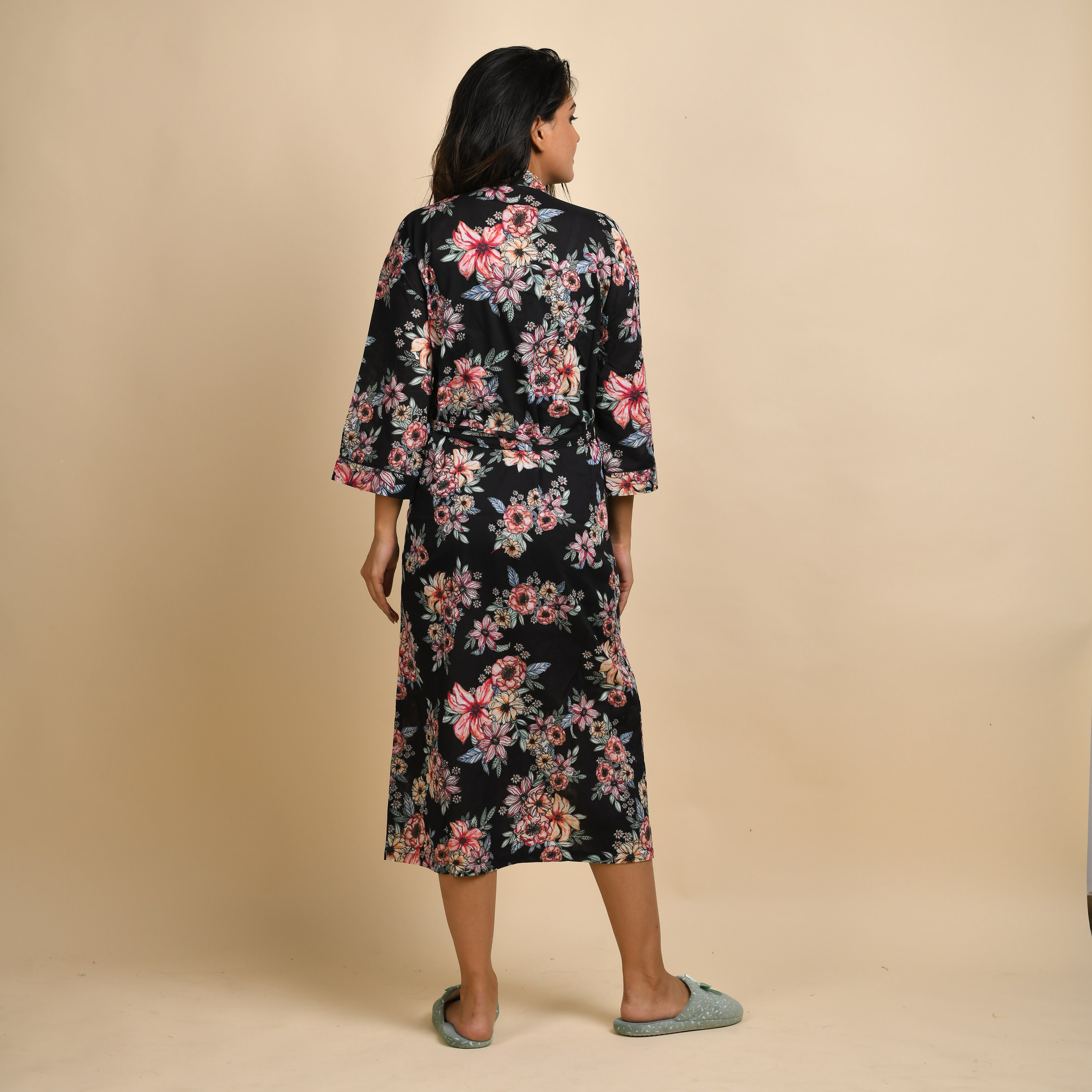 Cotton Printed Bathrobe 100 Soft Cotton Dressing Gown Kimonorobe Boho