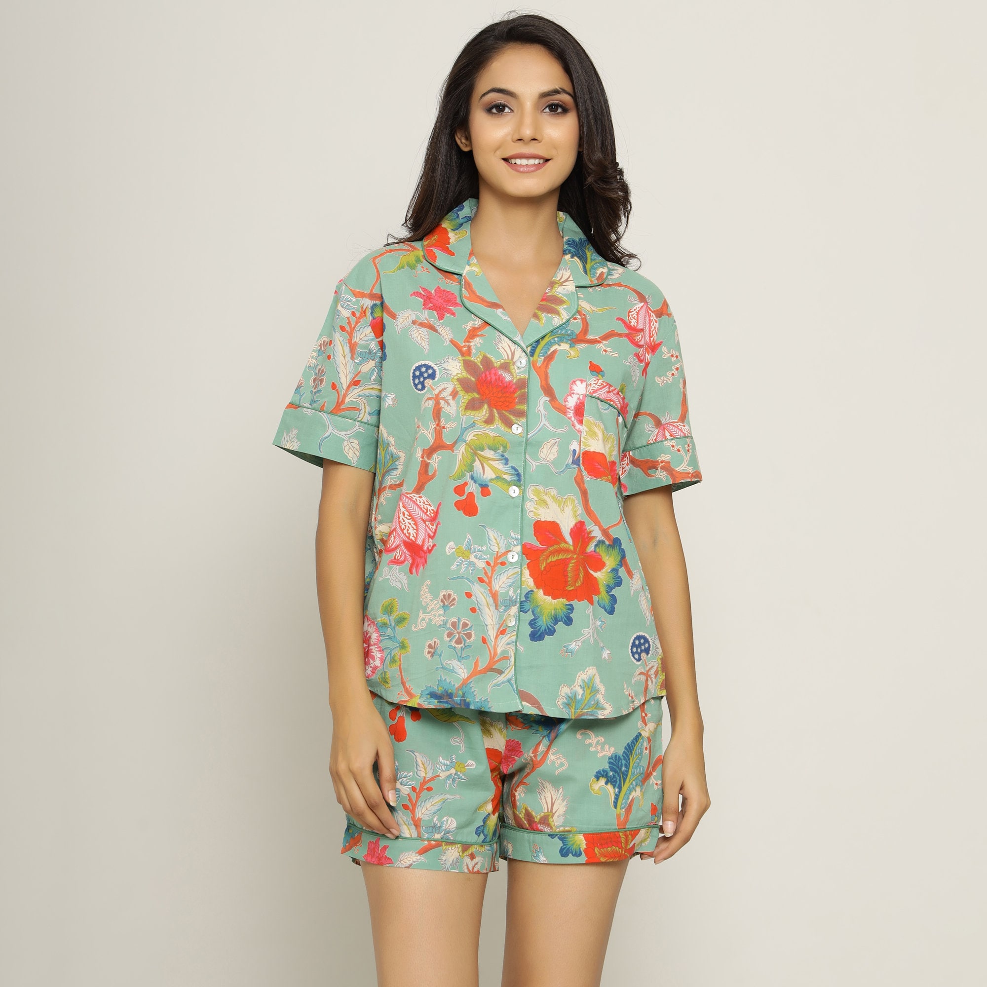 Women's Soft Cotton Night Suits Short Set Lounge Wear Pjs Short Set