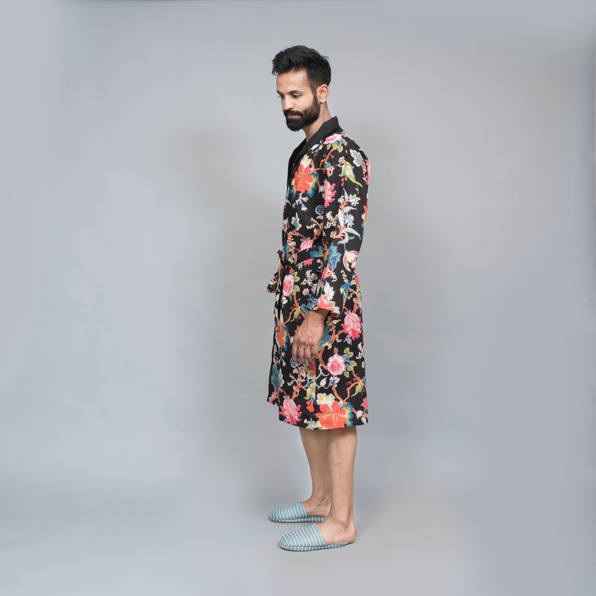 Cotton Printed Mens Bathrobe 100 Soft Cotton Dressing Etsy