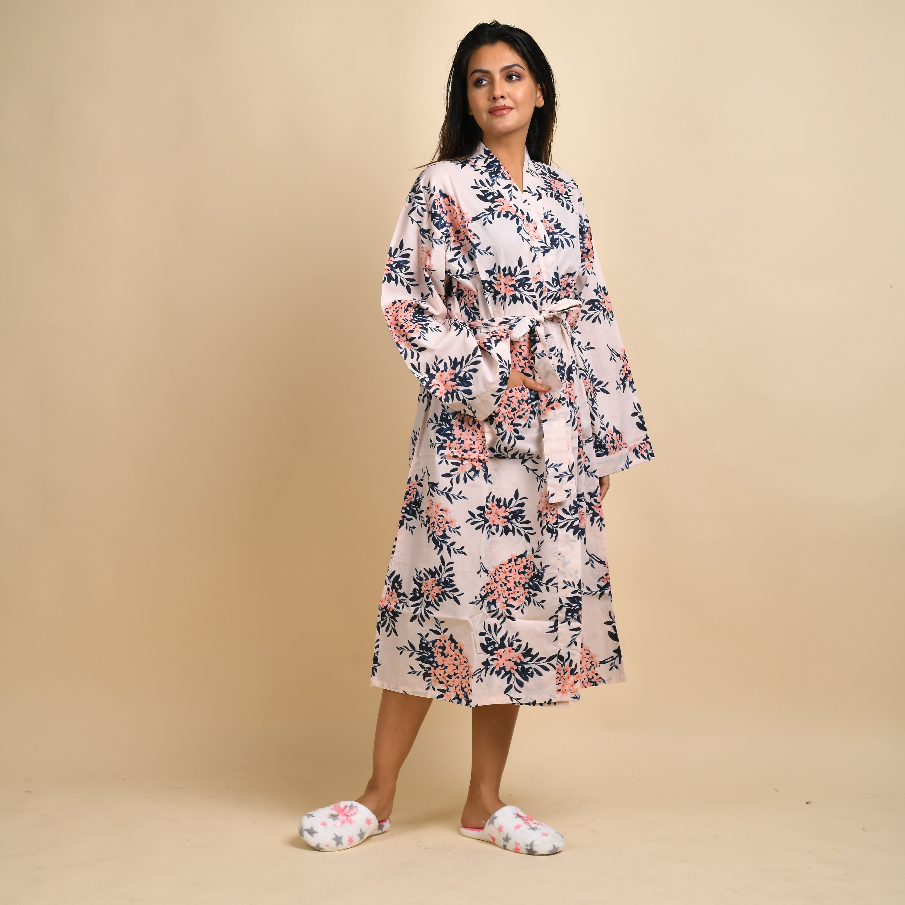 Cotton Printed Bathrobe With Matching Mask 100 Soft Cotton Etsy UK