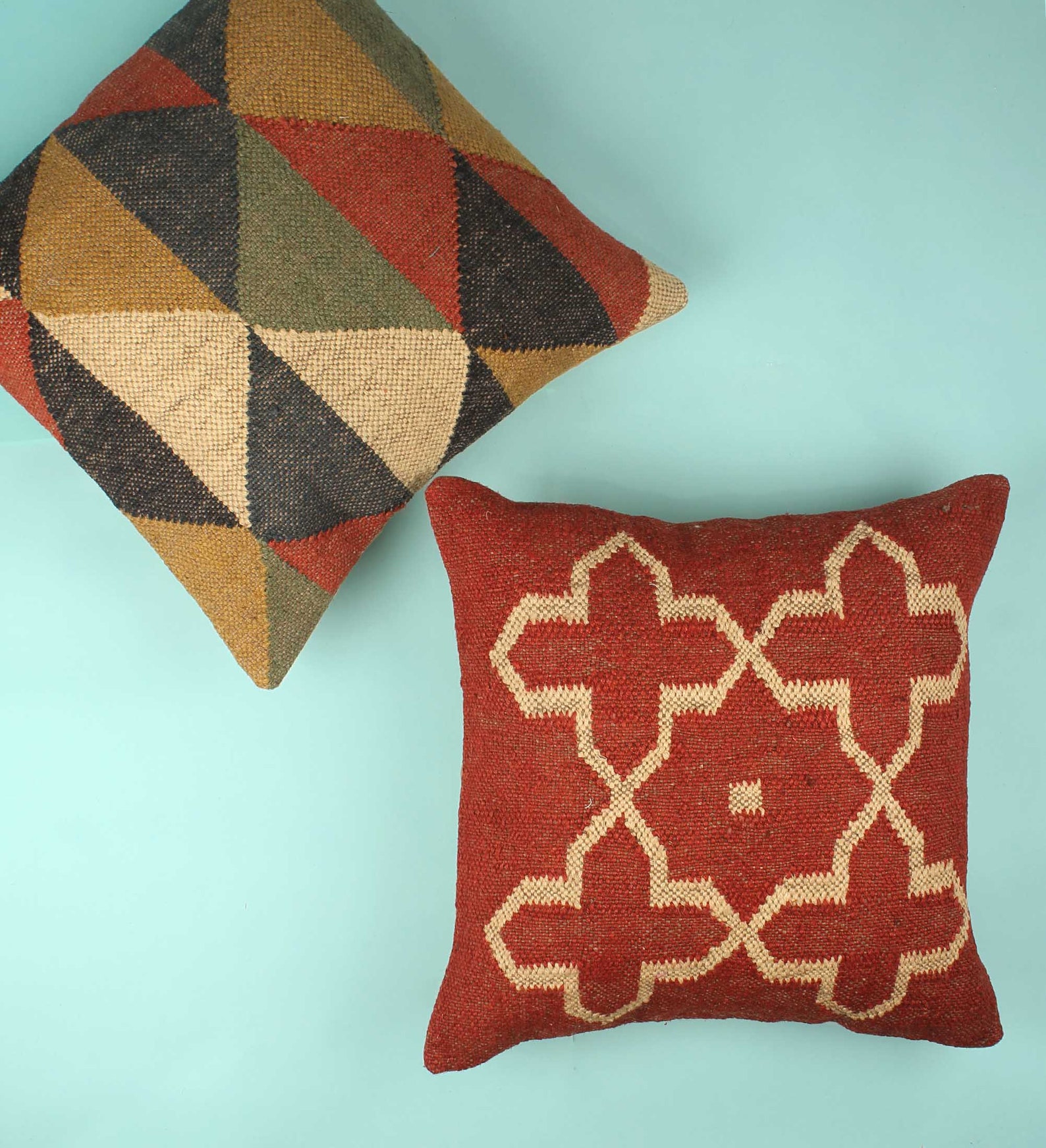 Handmade Jute Cushion 45cm X 45cm set of 2 Bohemian Morocco Texture