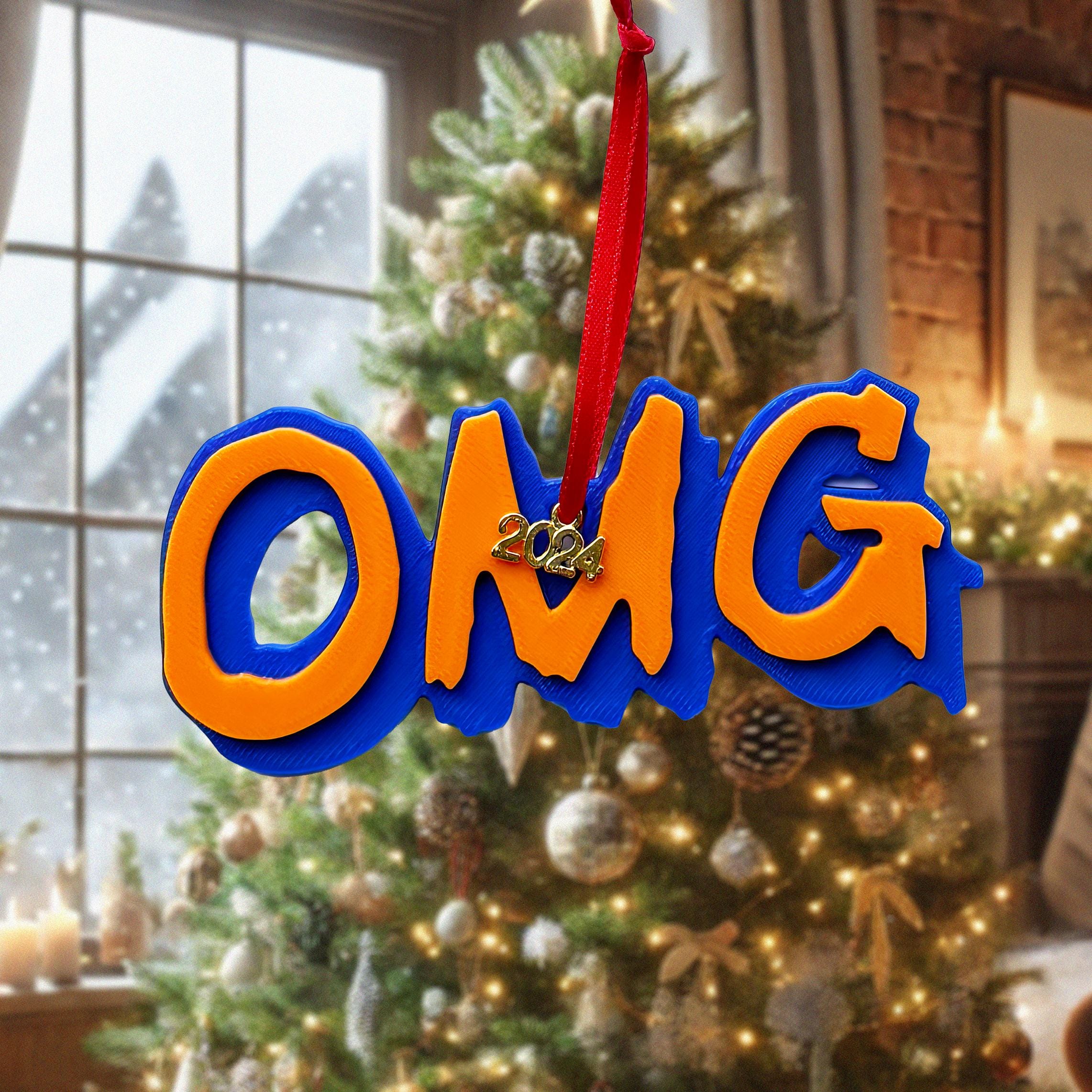 OMG Mets Ornament, 3D New York OMG Memorabilia Sign Baseball Ornaments Gifts, Classic Vintage Christmas Hanging Ornament Xmas Tree Decor, OMG Mets Sign Unique Classic Modern Baseball Ornament (2