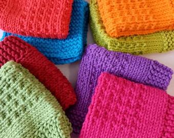 Eco-friendly, pair of hand knitted dishcloths