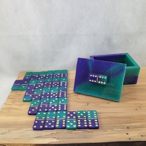 Decorative Domino Set with Matching Resin Storage Box