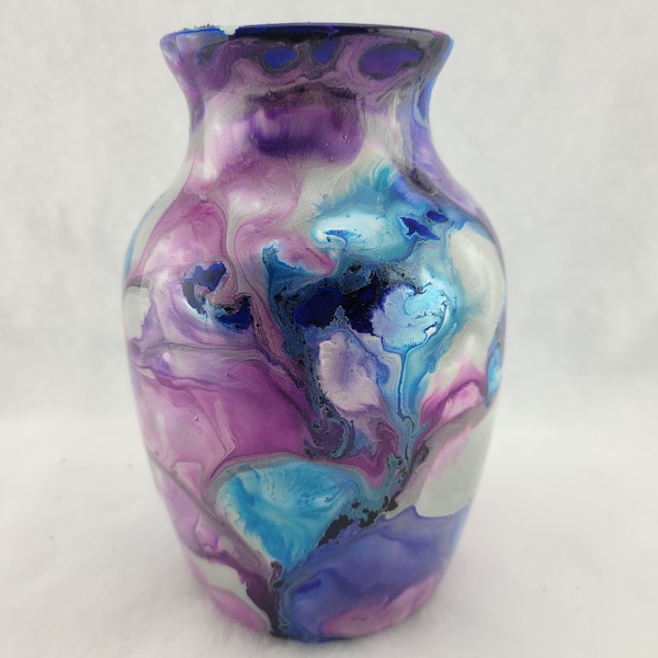 Glass Vase Painted with Alcohol Inks Sealed with Resin