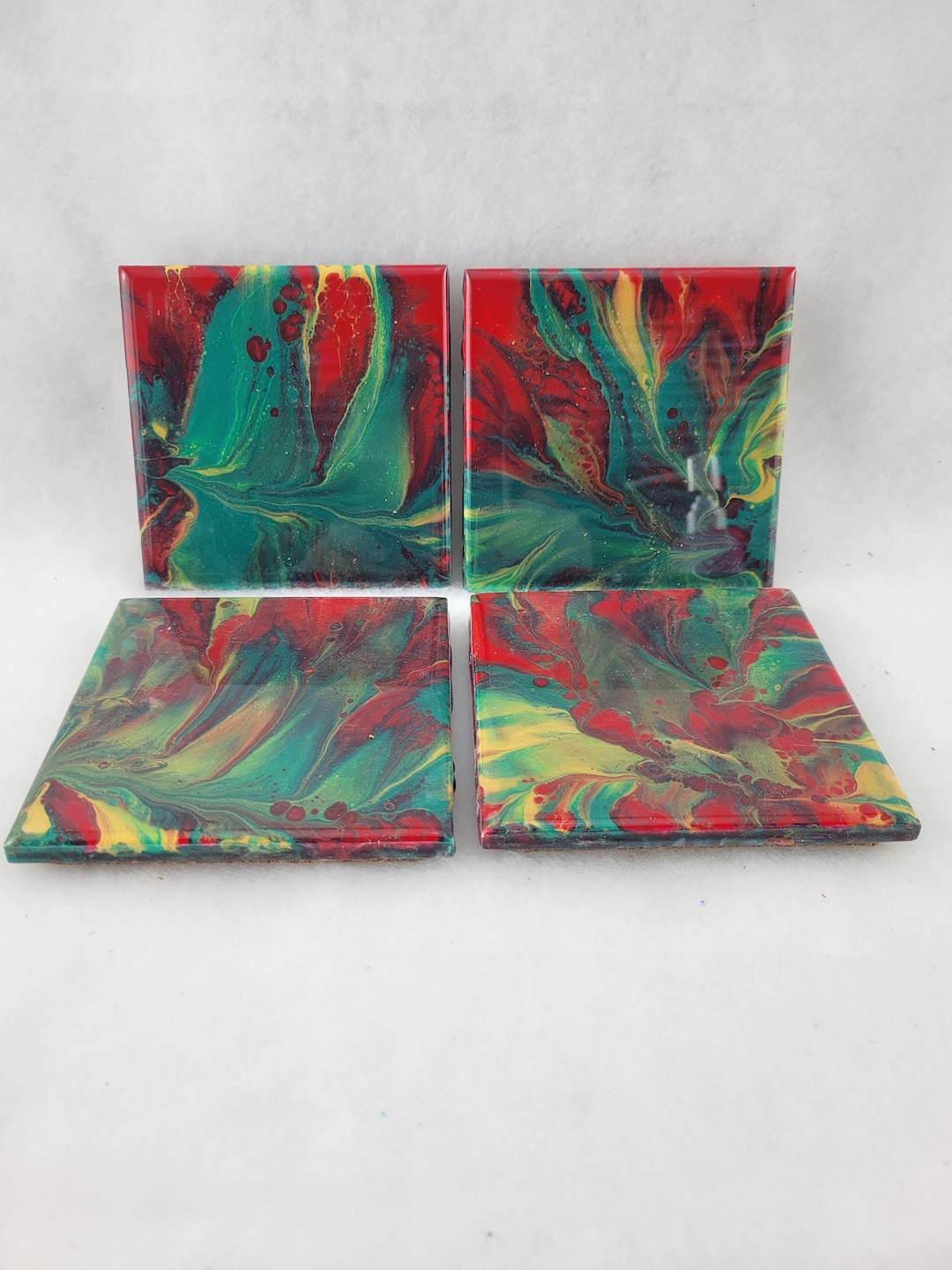 Ceramic Coasters Painted With Acrylic Paint ,sealed With Resin and ...