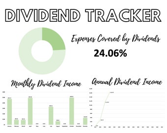 Dividend Tracker // Track Your Dividends in Microsoft Excel // Graph Your Dividend Payments // Annual, Monthly or Quarterly // DIGITAL