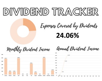 Dividend Tracker // Track Your Dividends in Microsoft Excel // Graph Your Dividend Payments // Annual, Monthly or Quarterly // DIGITAL