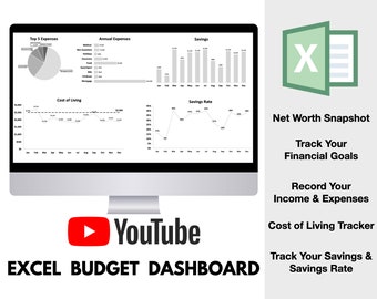 Excel Budget Tracker with Dashboard GREY